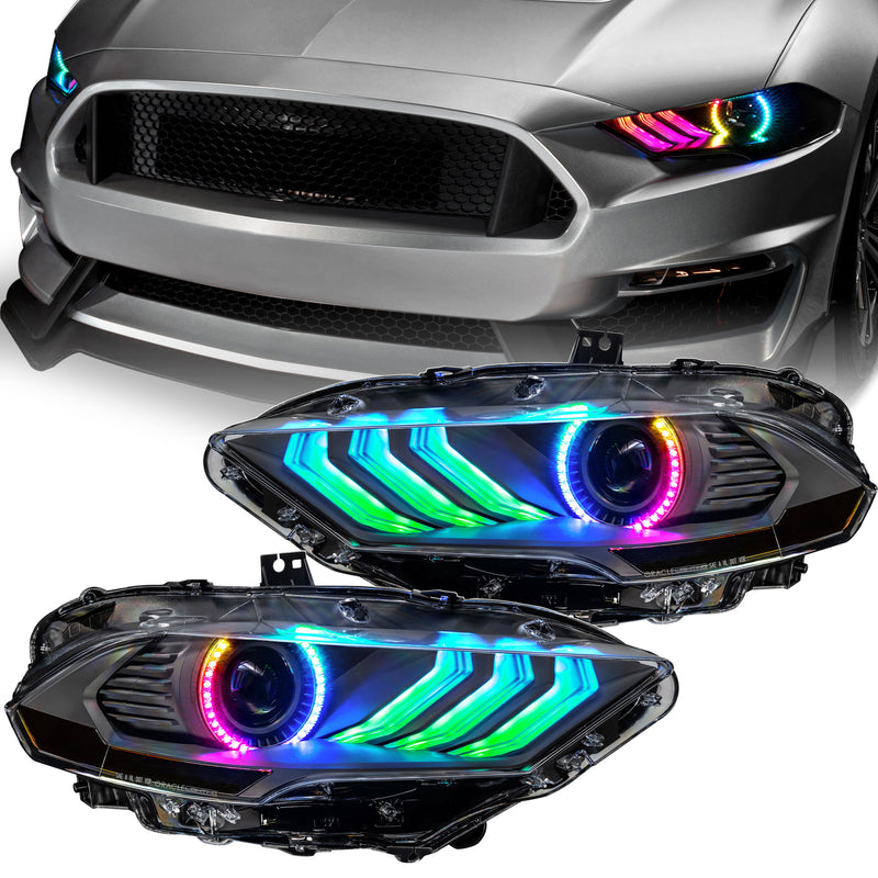Ford Mustang (18-23): Oracle Dynamic Colorshift LED Headlights (Black –  Late Model Lighting