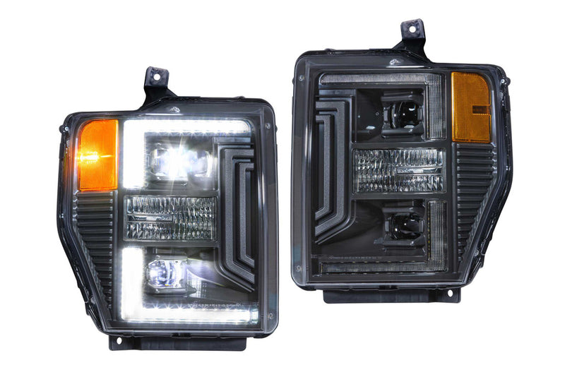 Black LED Halo Projector Headlights For 2008-2010 Ford F250/F350 Super Duty – Pair